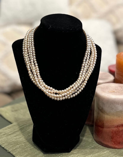 Vintage Multi Strand Faux Pearl Necklace