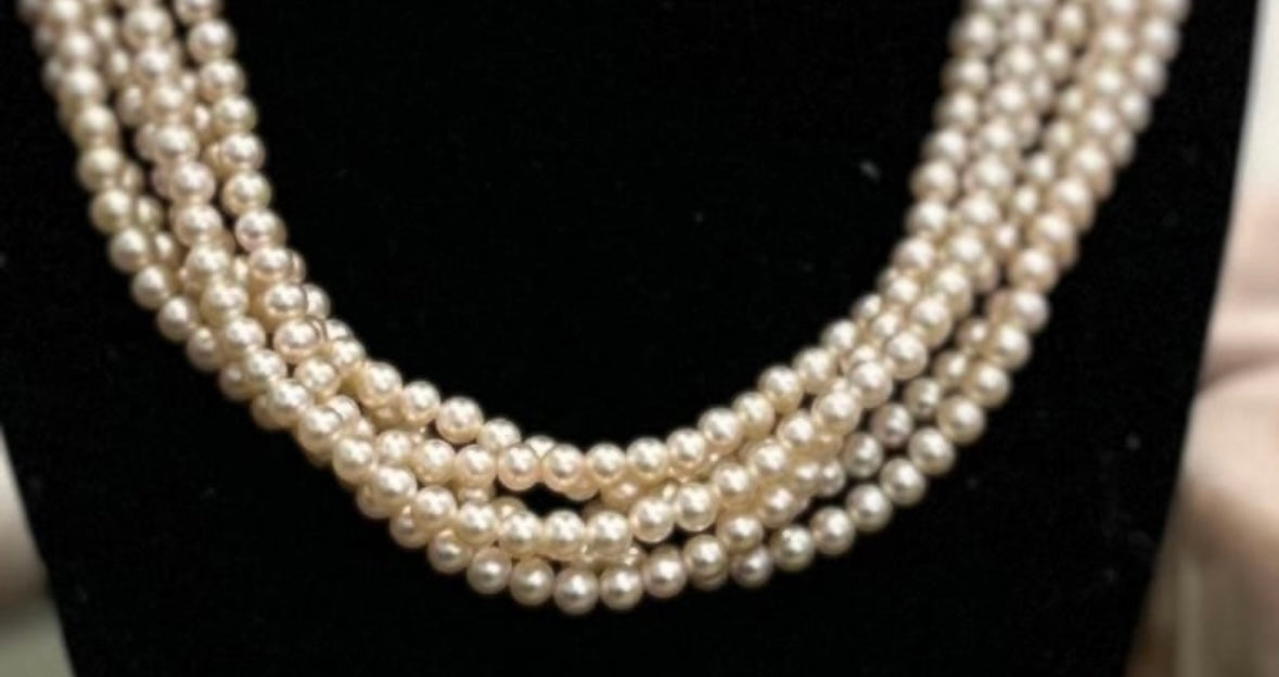 Vintage Multi Strand Faux Pearl Necklace