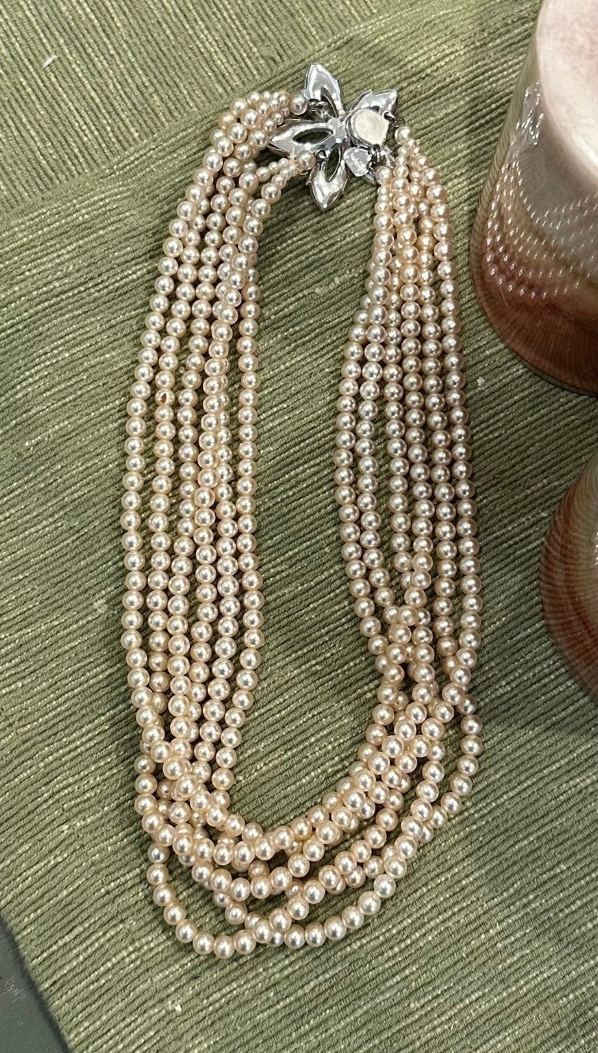 Vintage Multi Strand Faux Pearl Necklace