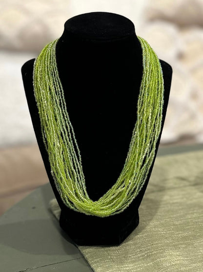 Lime Green Seed Bead Necklace