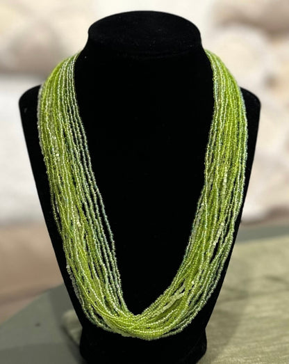 Lime Green Seed Bead Necklace