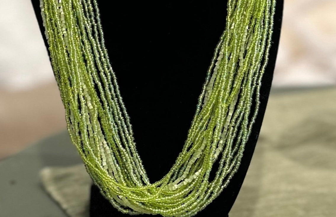 Lime Green Seed Bead Necklace