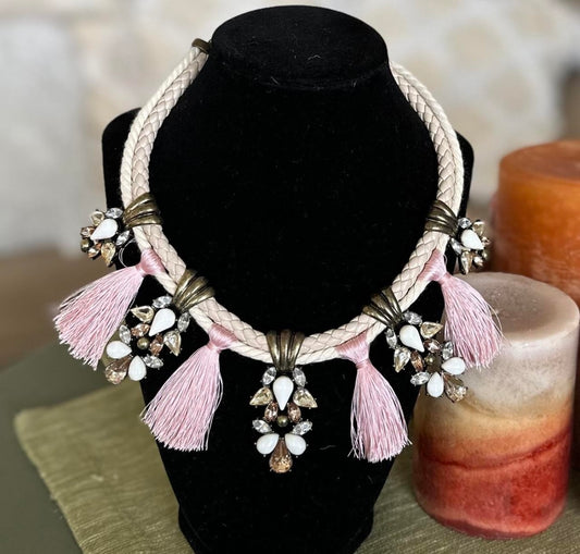 BaubleBar Pink Bib Statement Necklace