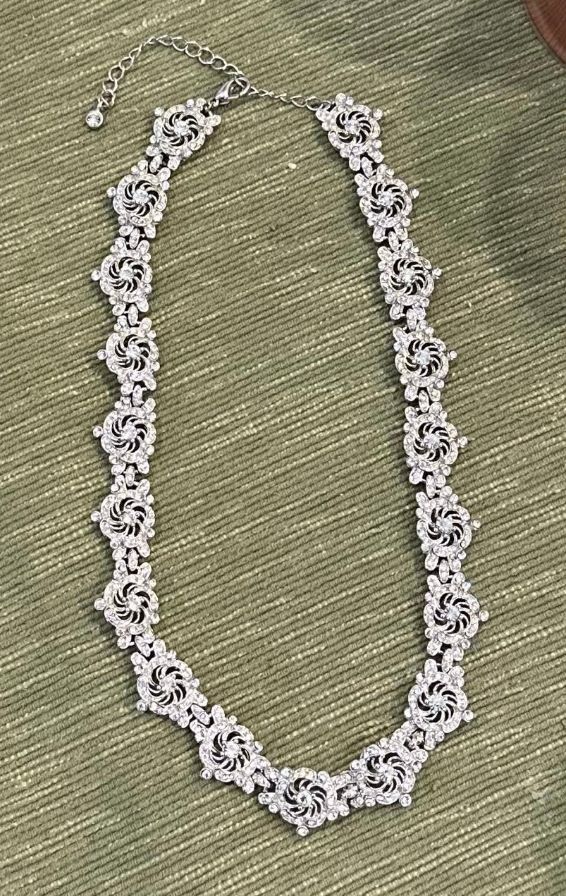 Silver Tone Clear Crystal Necklace