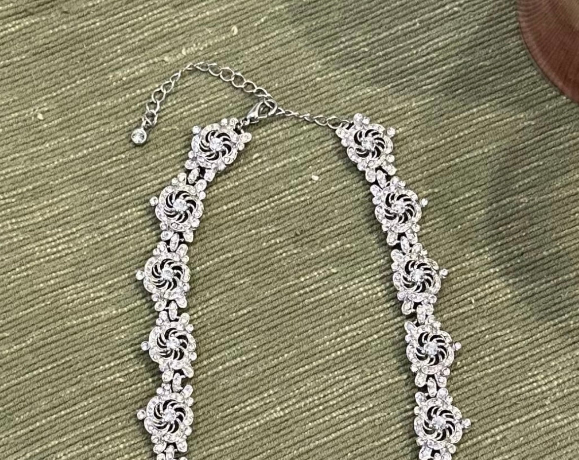 Silver Tone Clear Crystal Necklace