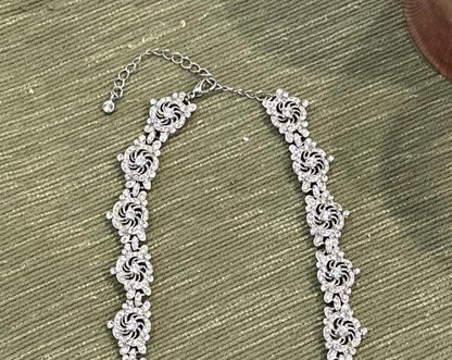 Silver Tone Clear Crystal Necklace