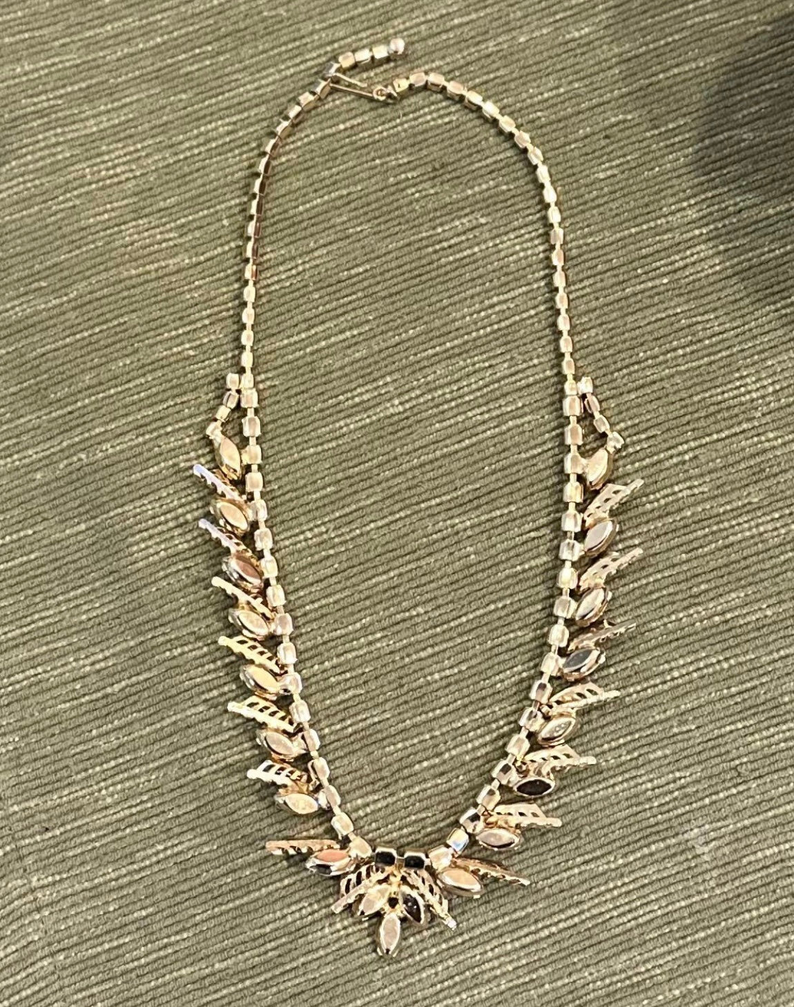 Gold Tone Clear Crystal Necklace