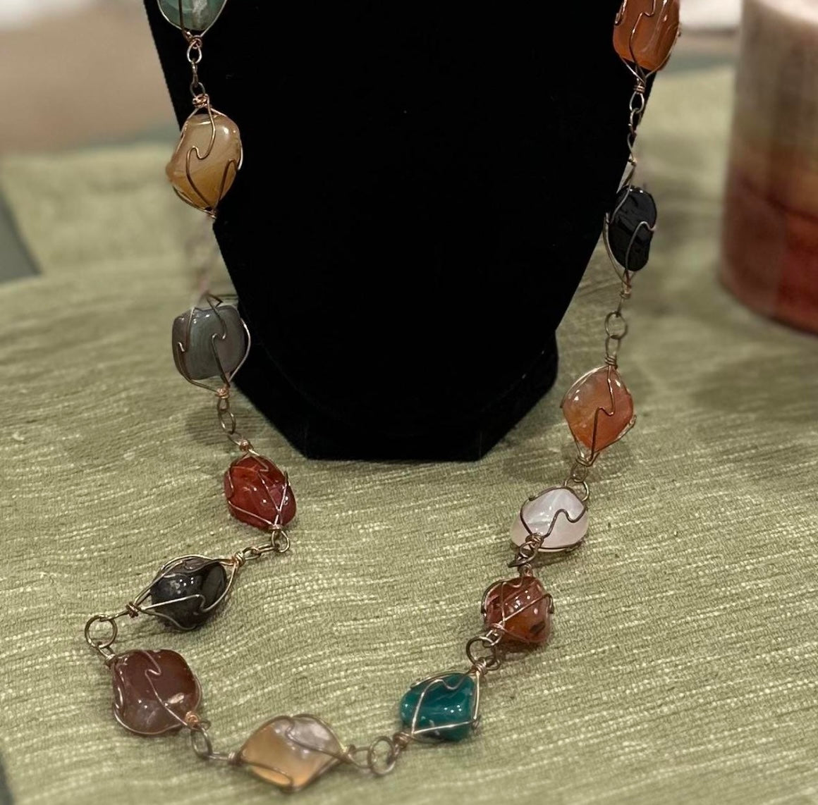 Gemstone Caged Necklace