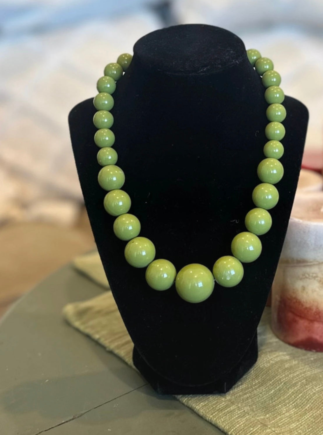 Vintage Olive Beaded Necklace