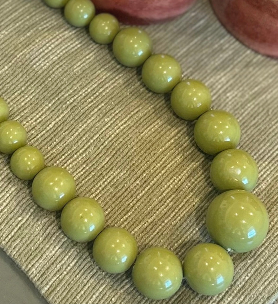 Vintage Olive Beaded Necklace