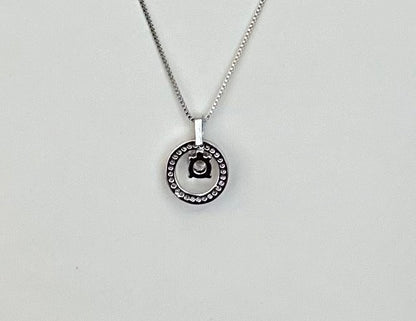 Silver Tone Halo Ring Pendant Necklace