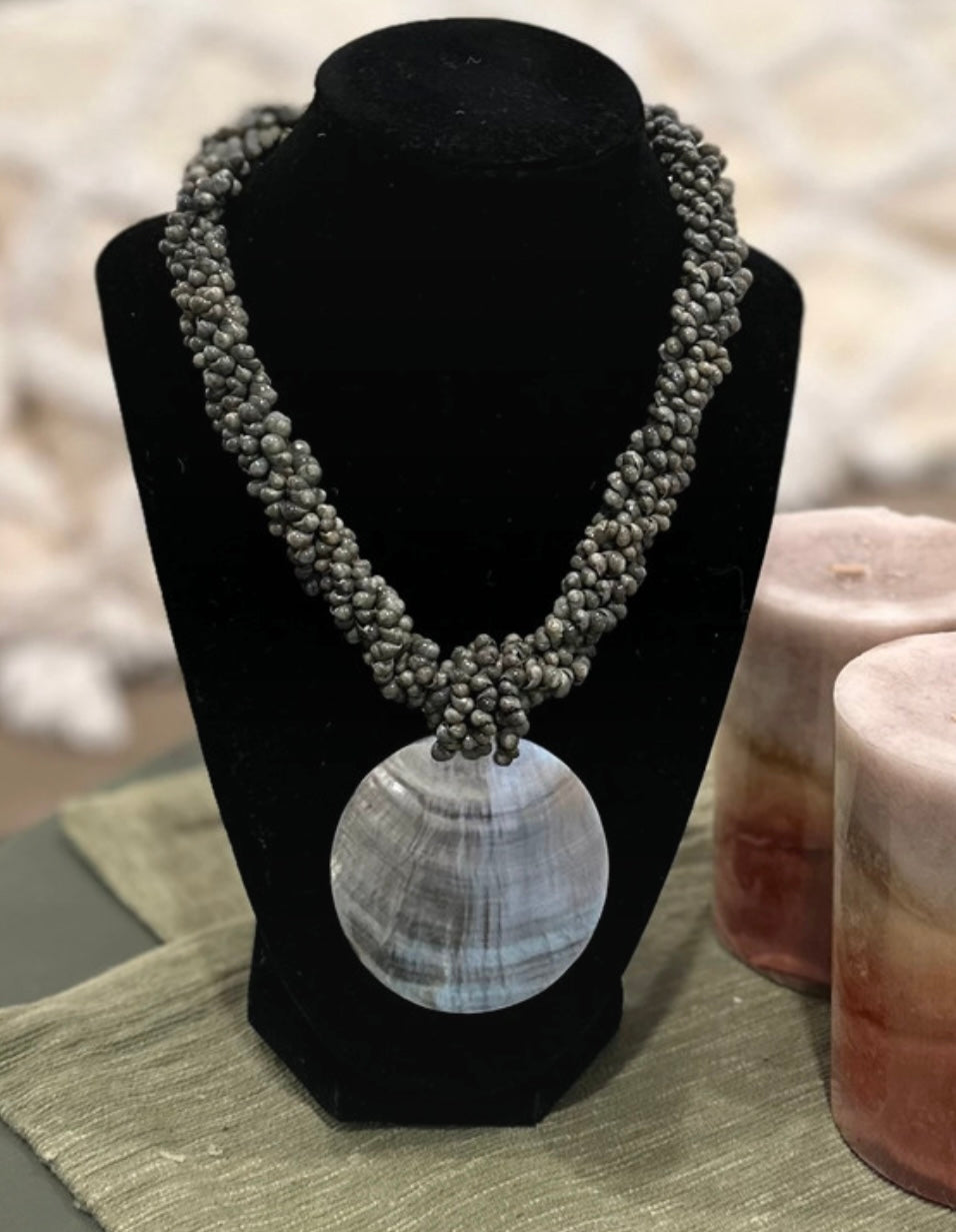 Mother of Pearl Seed Beaded Choker Necklace